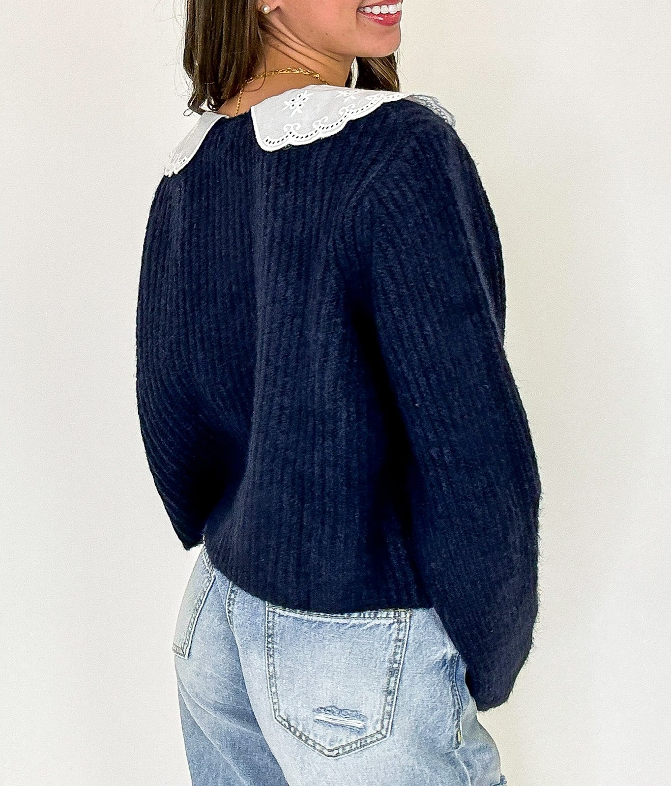 Cottage Bloom Floral Knit Collared Cardigan