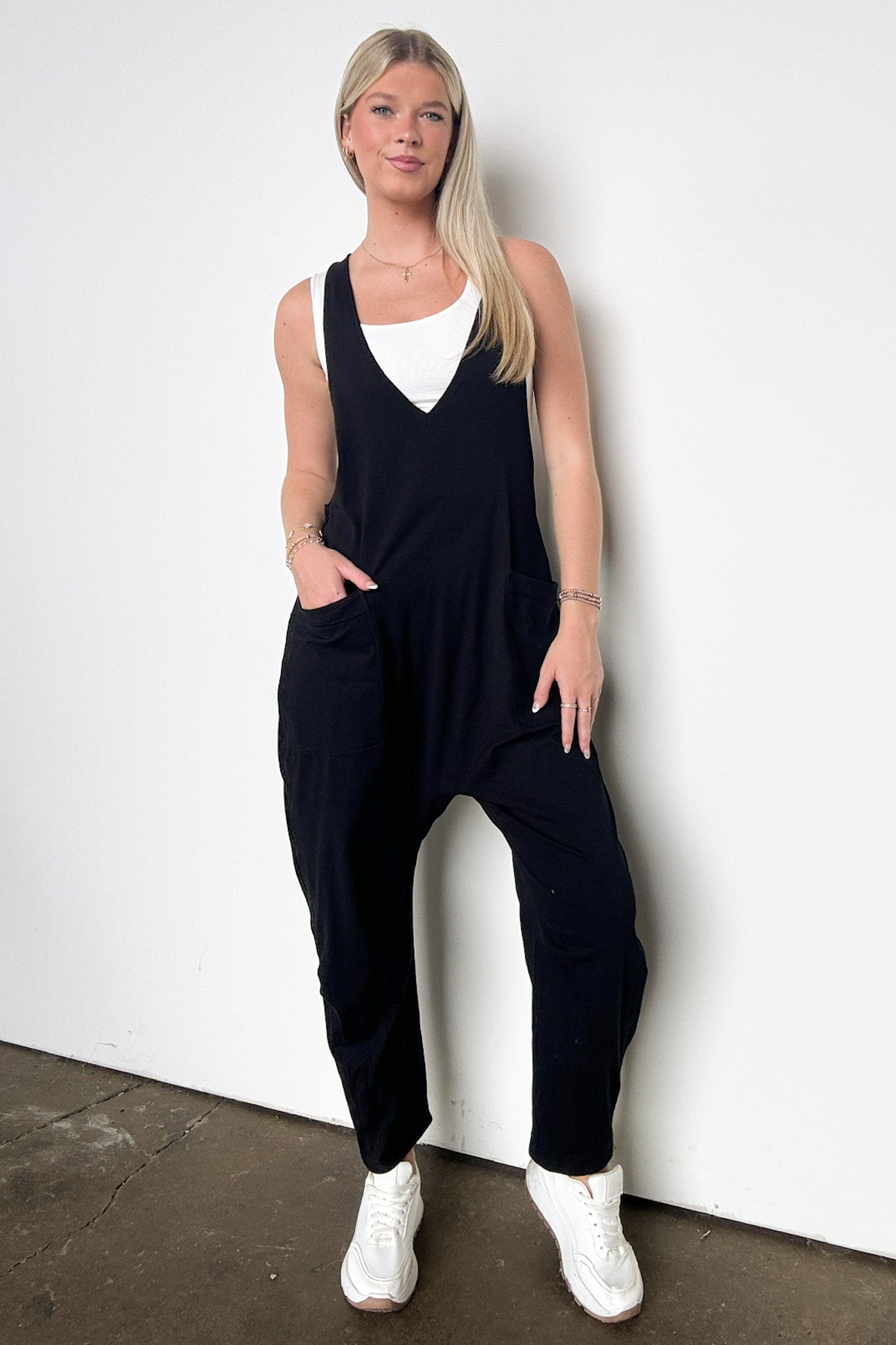 Relaxed Fit V-Neck Jumpsuit
