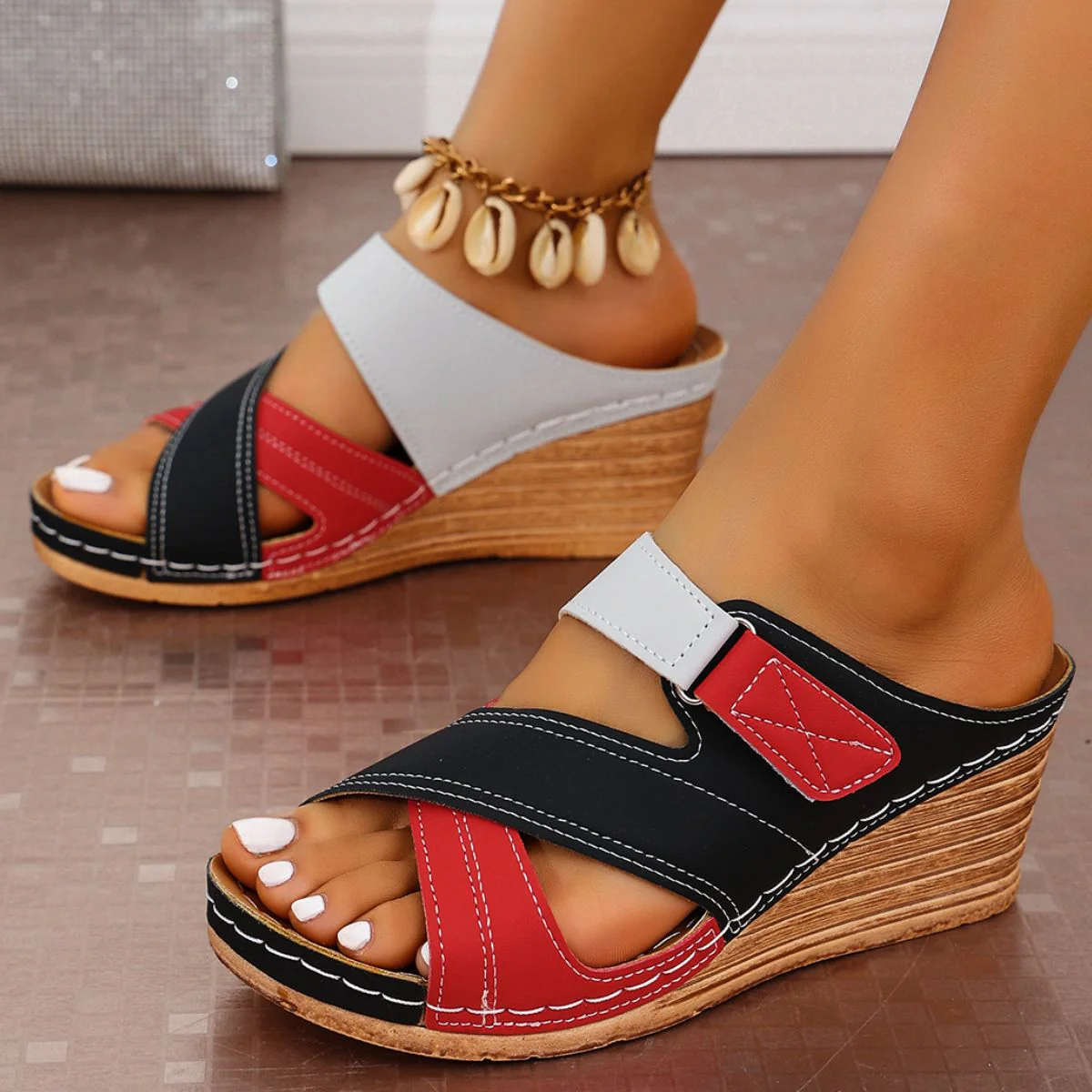 Open Toe Wedge Sandals (multiple color options)