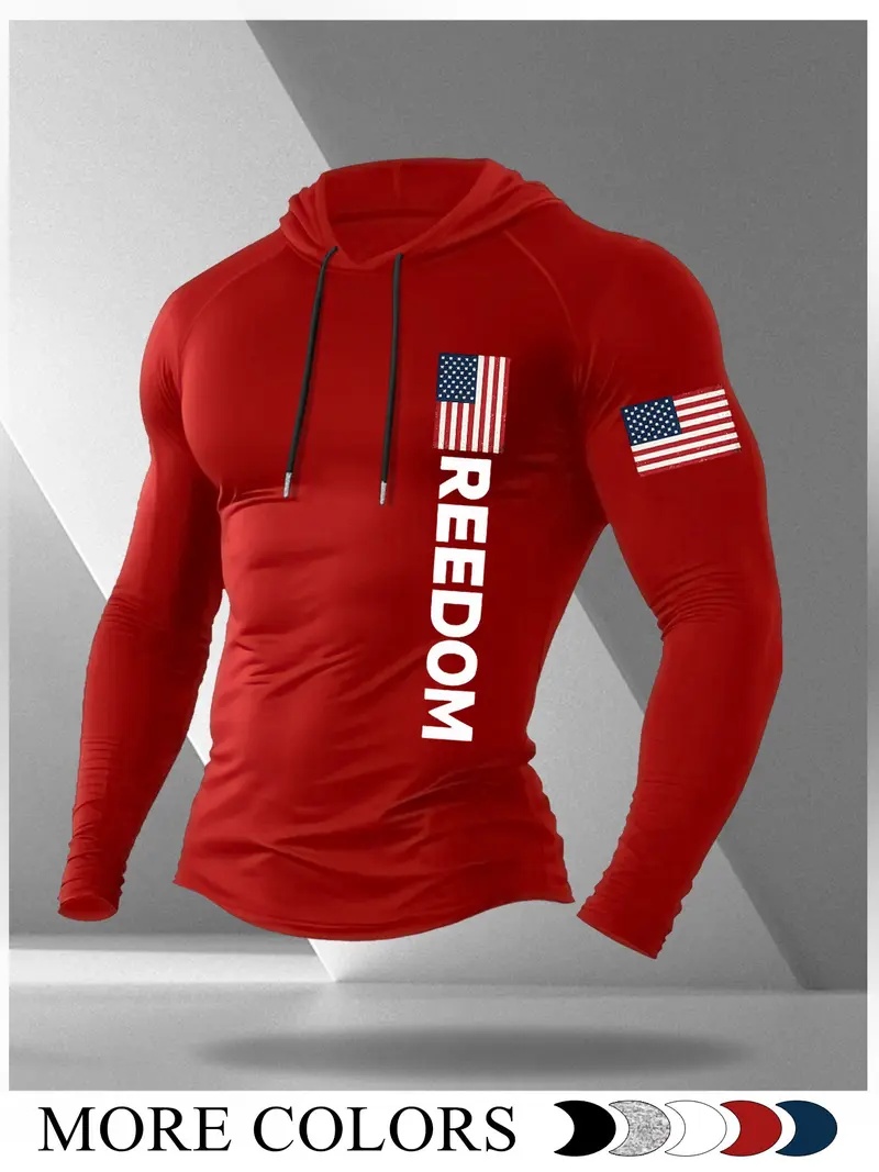 Men's Cartoon Print Long Sleeve Hooded T-Shirt