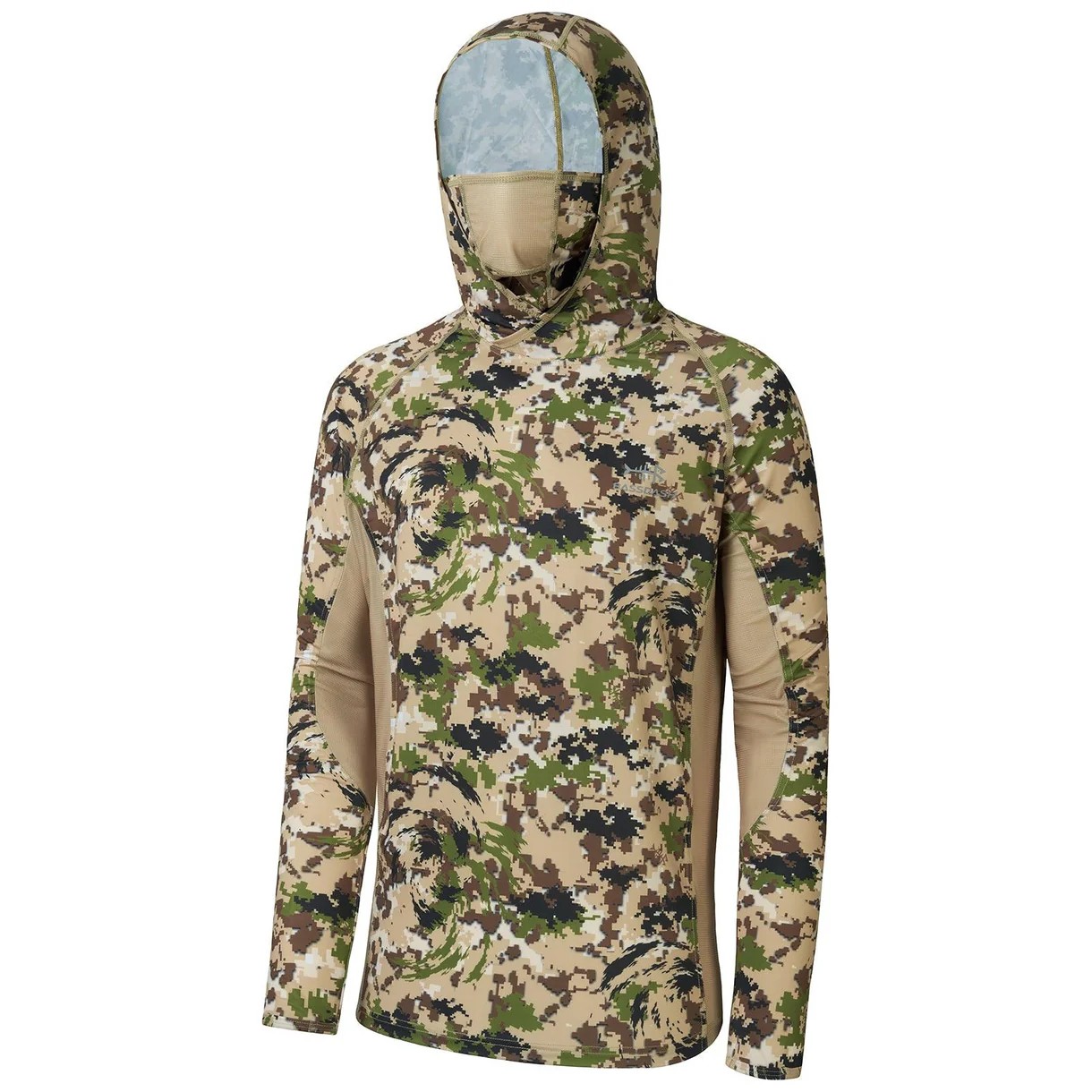 UPF 50+ Long Sleeve Camo Hoodie for Hunting with Mask