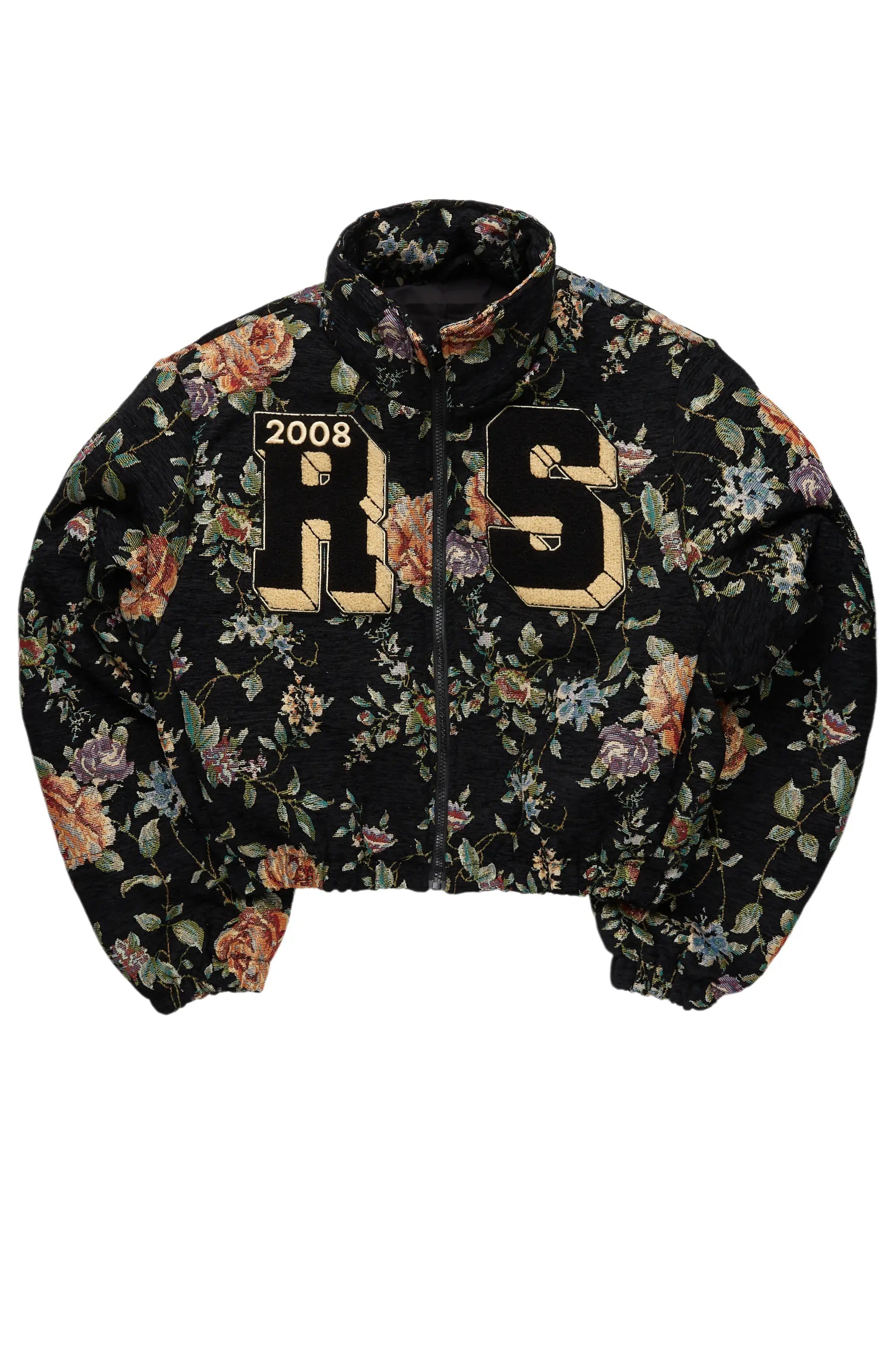 Marionna Black Tapestry Puffer Jacket