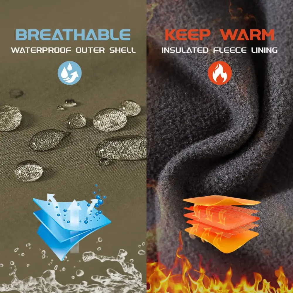 Men's 8-Pack Insulated Waterproof Pant Windproof Warm Fleece Lined Ski Trousers