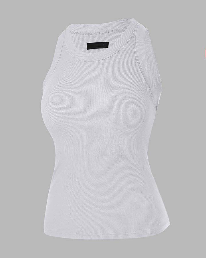 Built-in Bra 2 Piece Athletic Tank Tops for Women Ribbed Tank Top