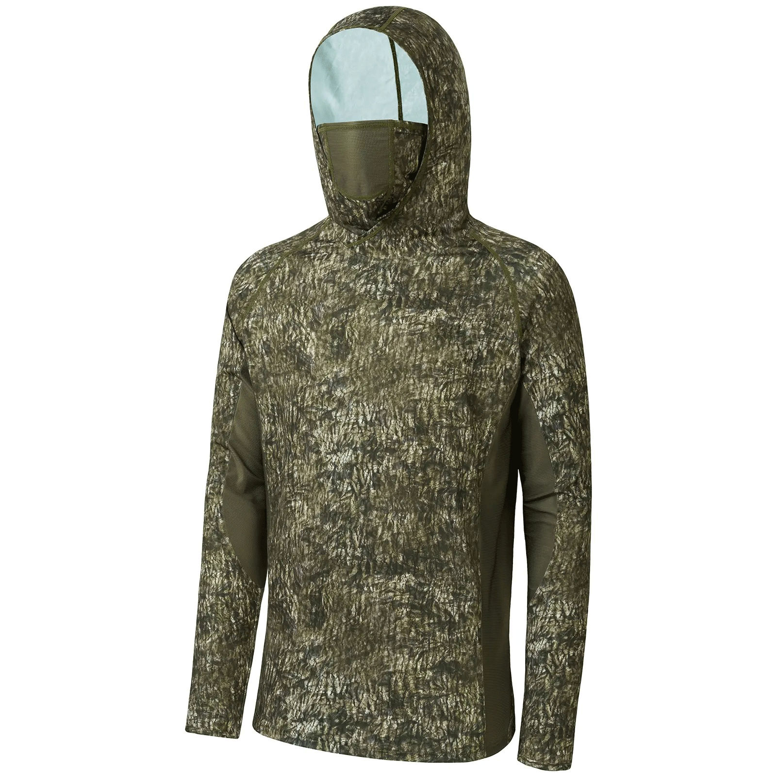 Men’s UPF 50+ Camo Long Sleeve Outdoor Hoodie – Hunting & Fishing Performance Shirt