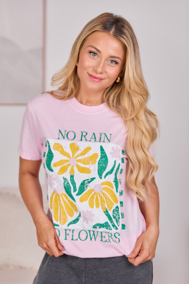 No Rain No Flowers Light Pink Graphic Tee