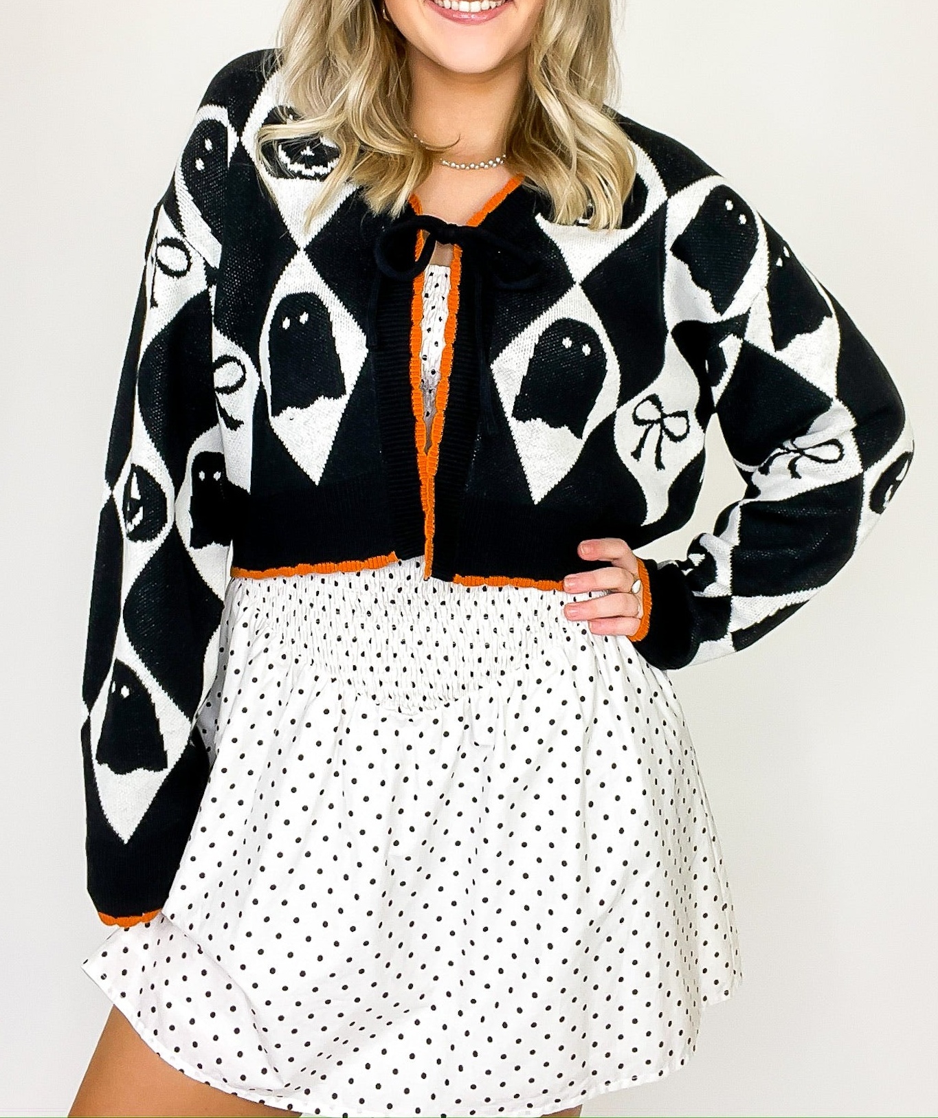 Ghoul Grid Argyle Knit Cardigan - FINAL SALE