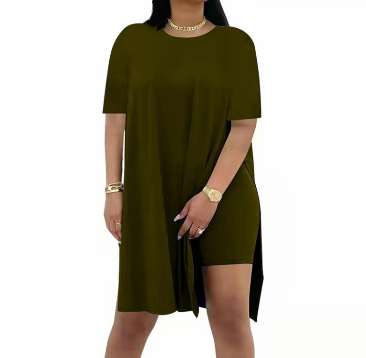 Plus Size Women's 2 Piece Outfit – Casual Basic Top and Shorts Set for Spring Summer Beach Vacation