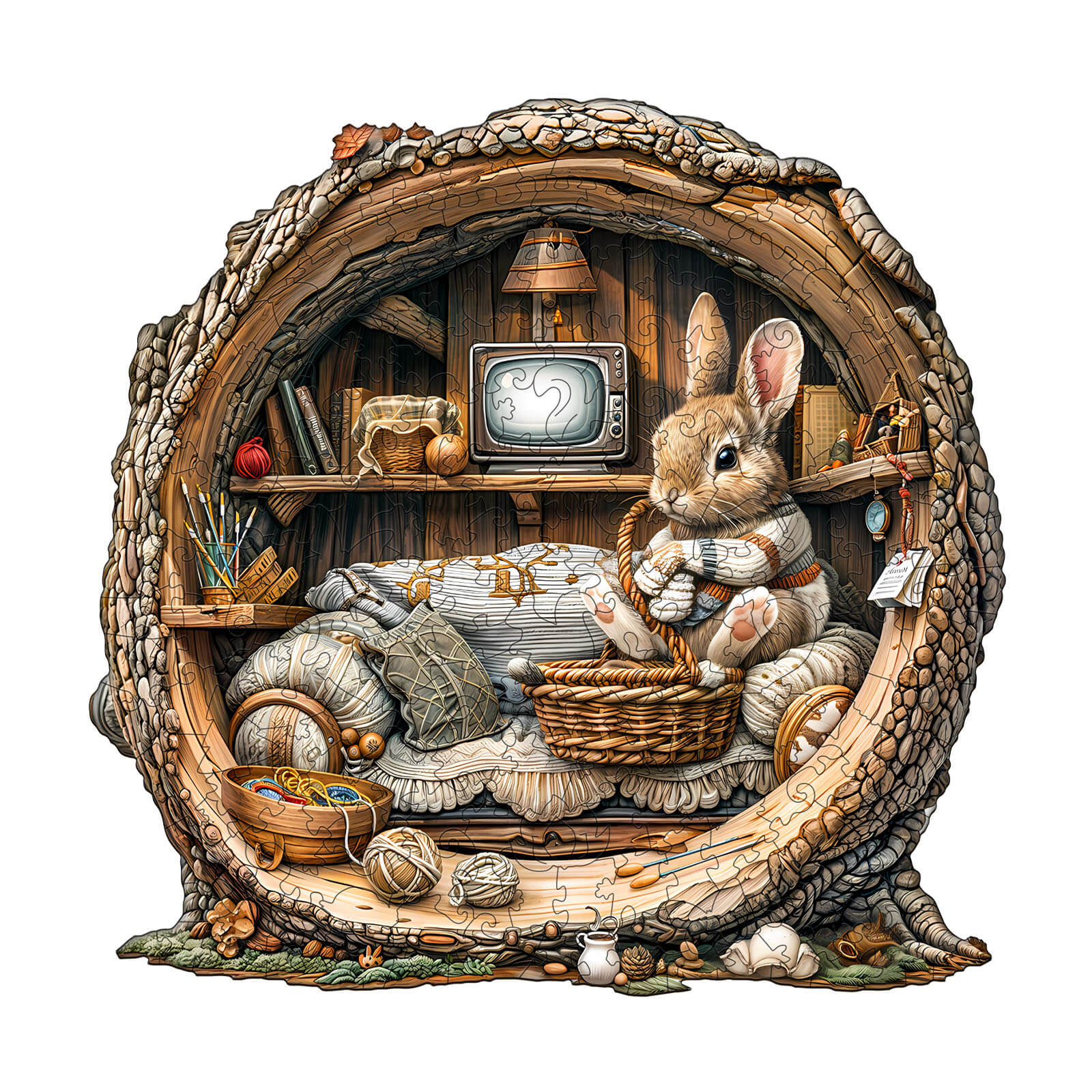 Tree Hole Rabbit Wooden Jigsaw Puzzle