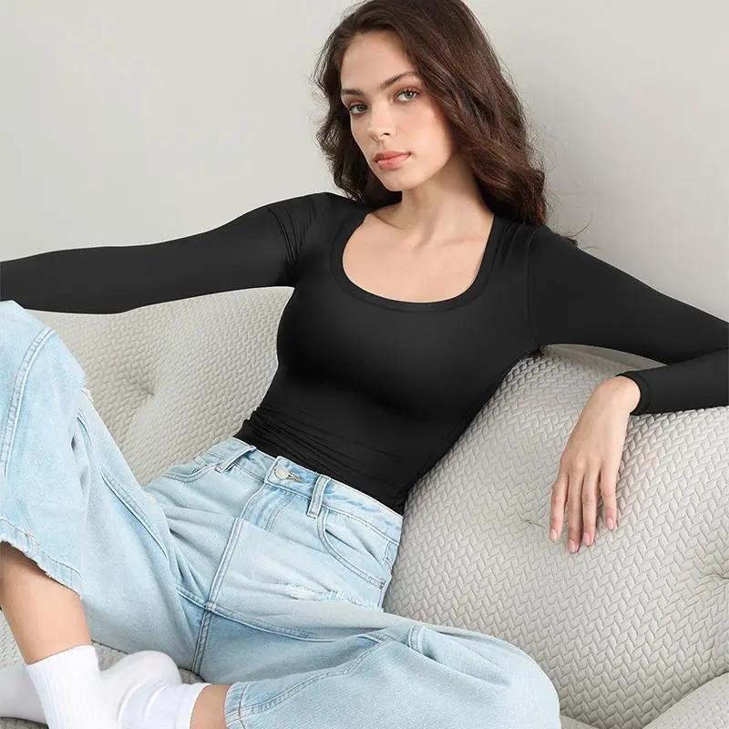 Womens Scoop Neck Long Sleeve Top - Smoke Cloud Collection