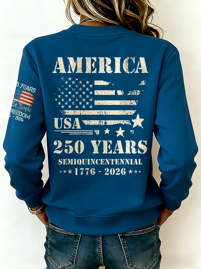 Ladies' Leisure 250th Anniversary National Day Celebration Round Neck Hoodie