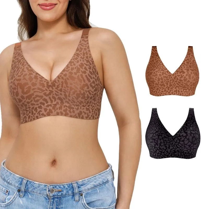 Jelly Wireless Womens Comfortable Wireless Bras Push Up Bralettes Seamless Tshirts Bras Deep V Everyday Bras