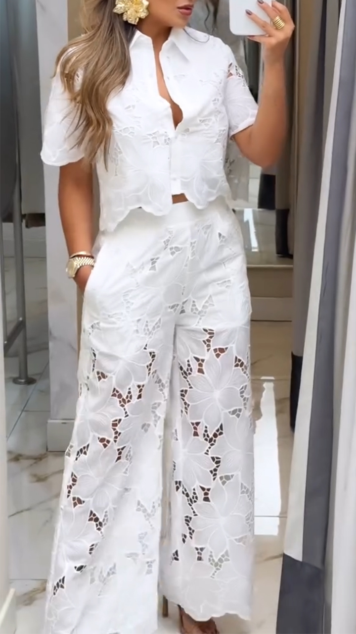 Women's Lapel Hollow Casual Suit