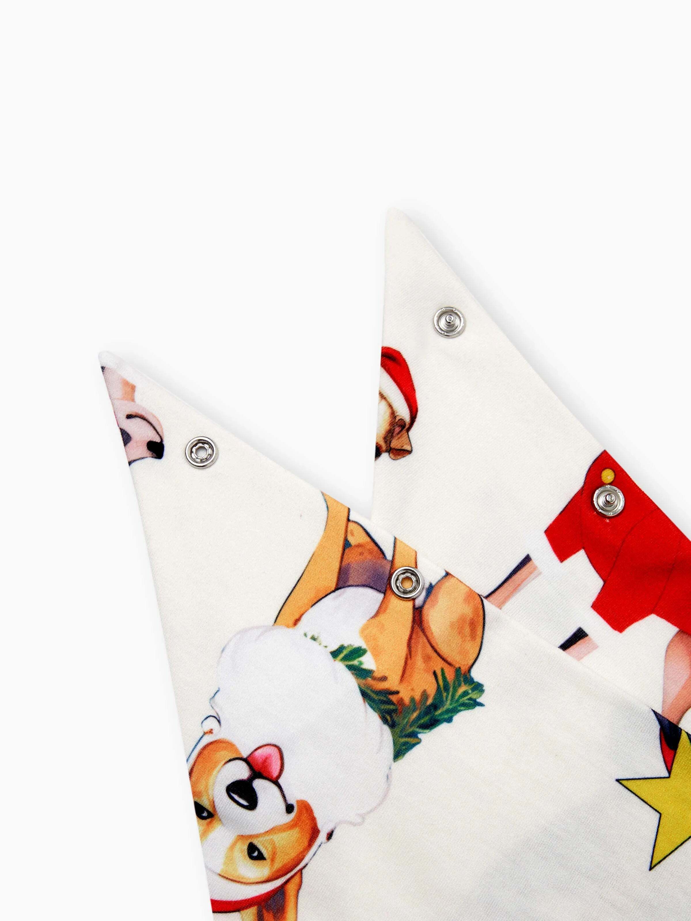 Christmas Pajamas Family Matching Cute Xmas Dog Collared Pajamas Sets with Christmas Socks LightApricot