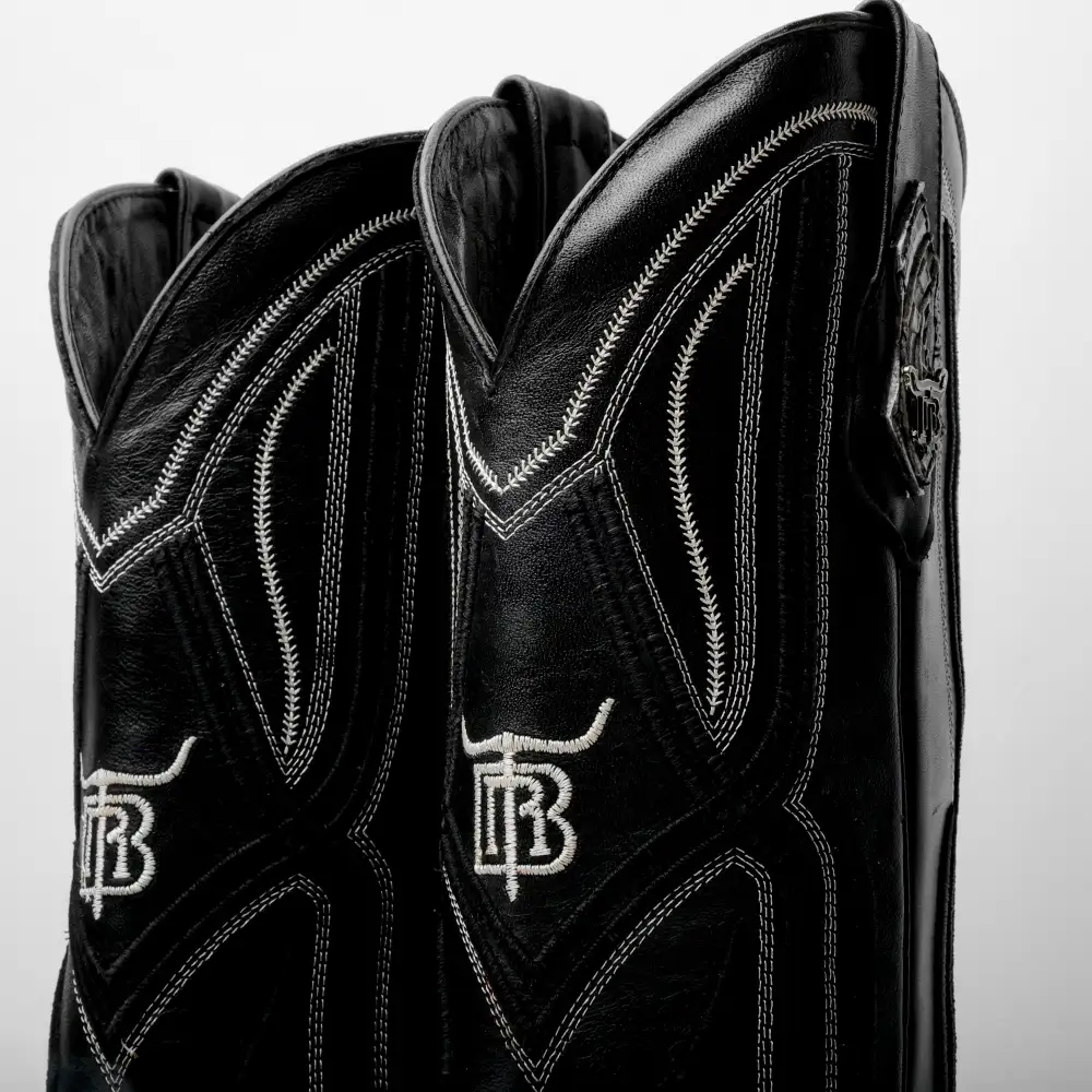 “Ace Of Spades” Grey/Black Leather Boots - Square Toe