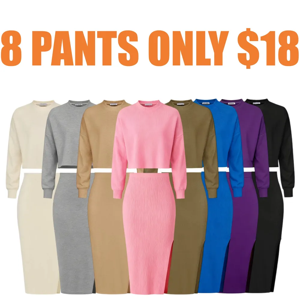 Women's 2-piece tracksuit: cropped top + left-slit skirt