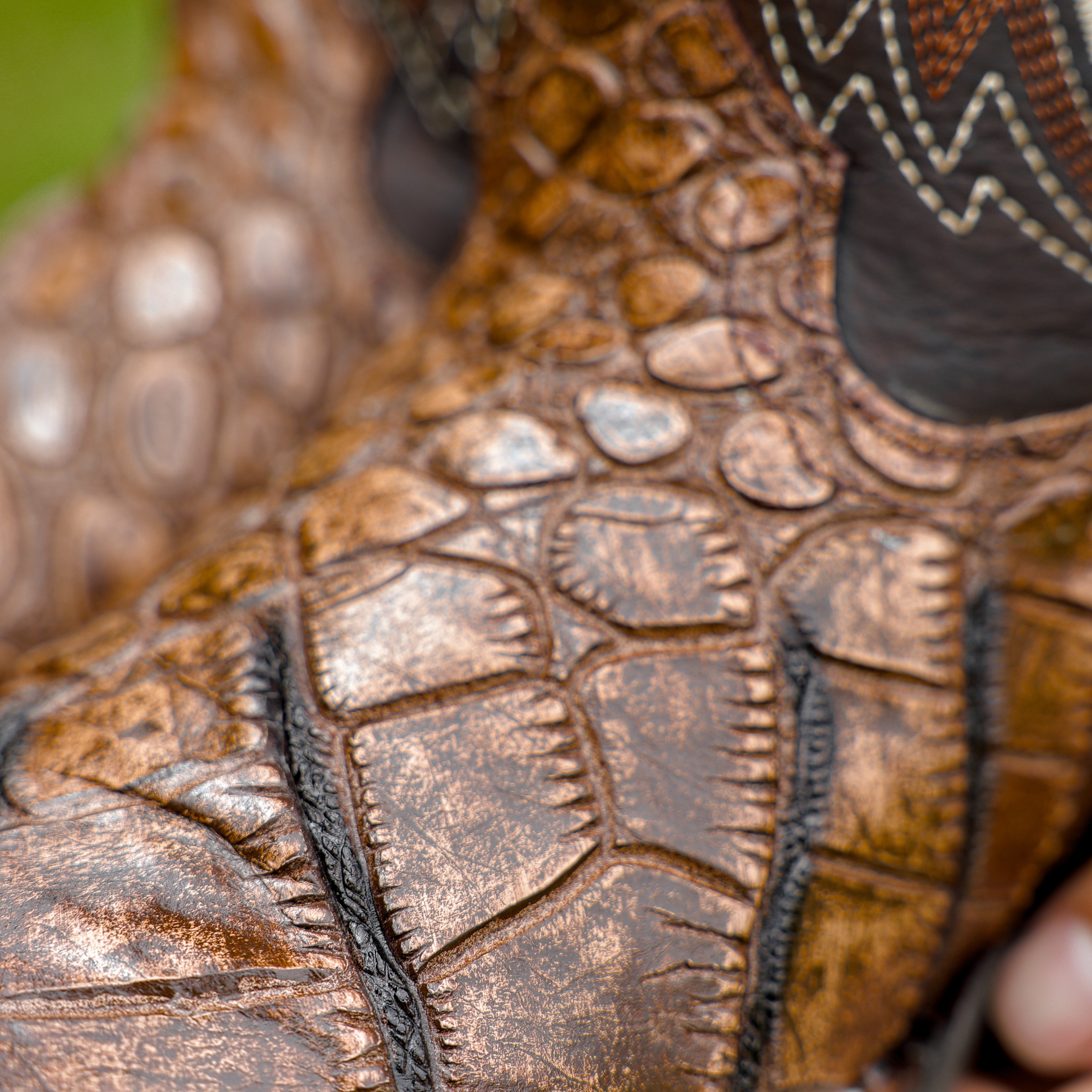 Orix American Gator Belly Leather Boots With Lightweight Soles - Square Toe