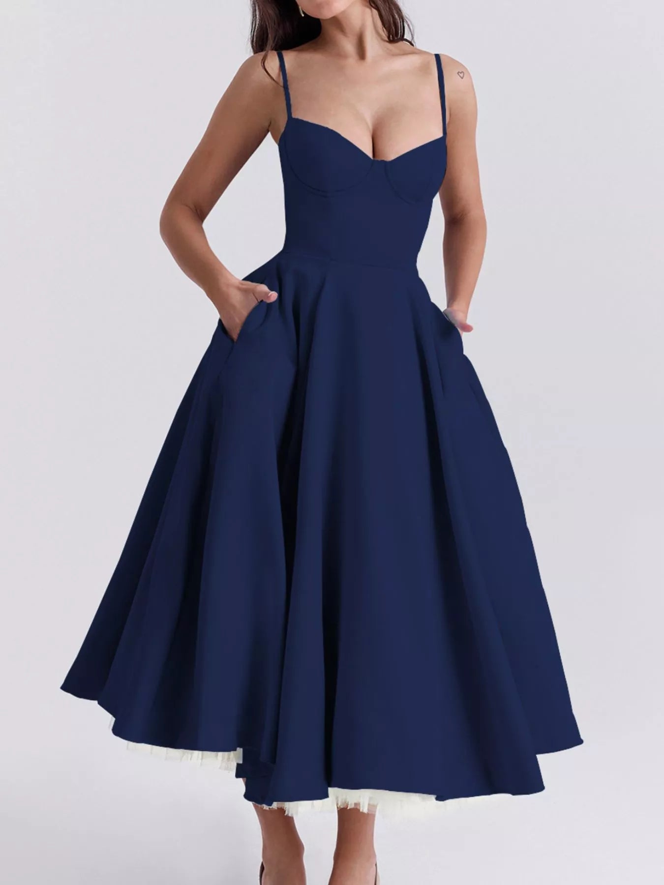 Sweetheart Neck A-Line Midi Dress