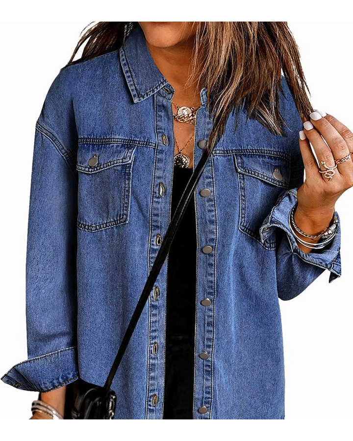 Jean Jackets for Women Ripped Fringe Denim Jean Jacket