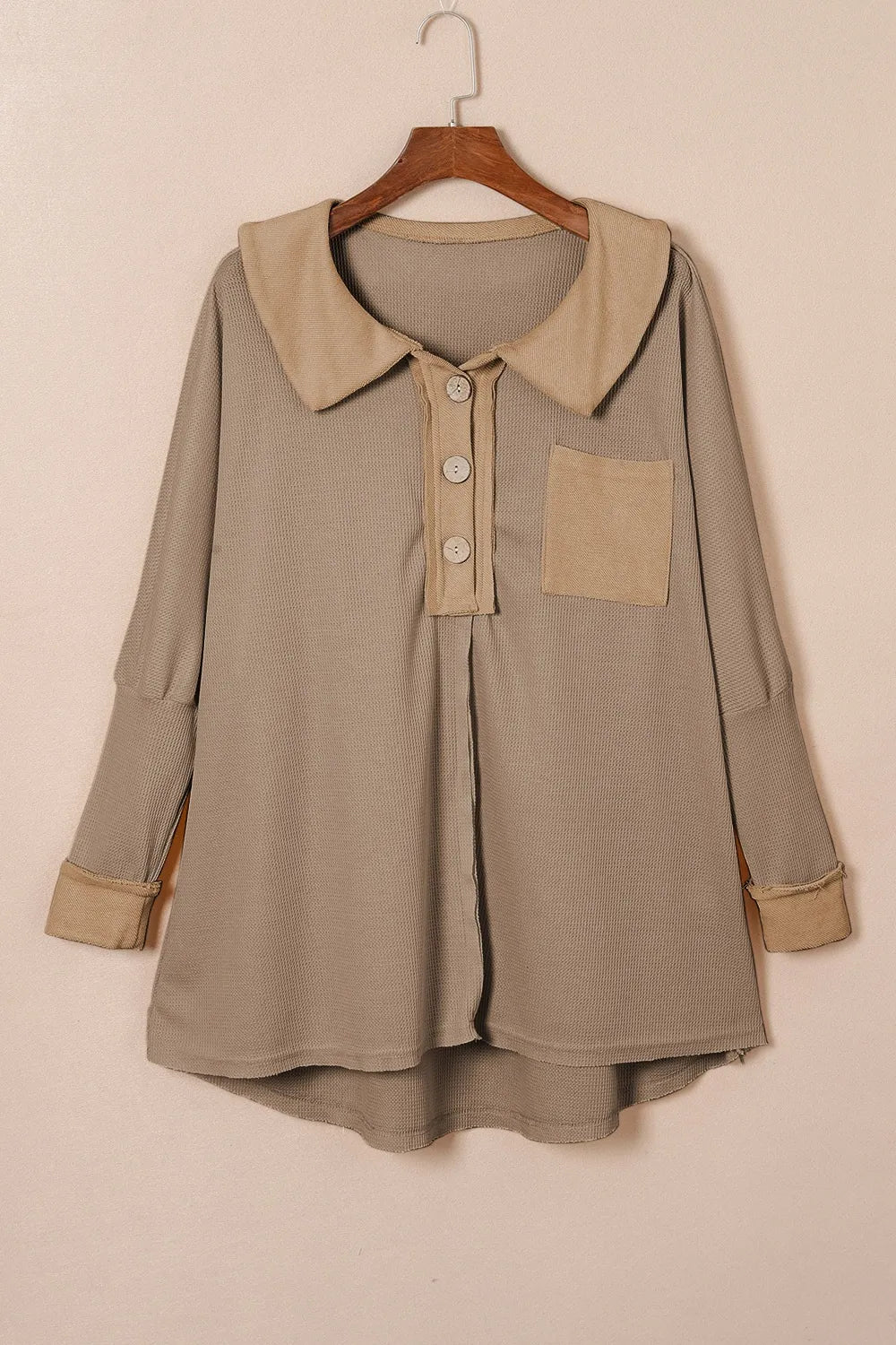 Waffle Knit Button Front Dress