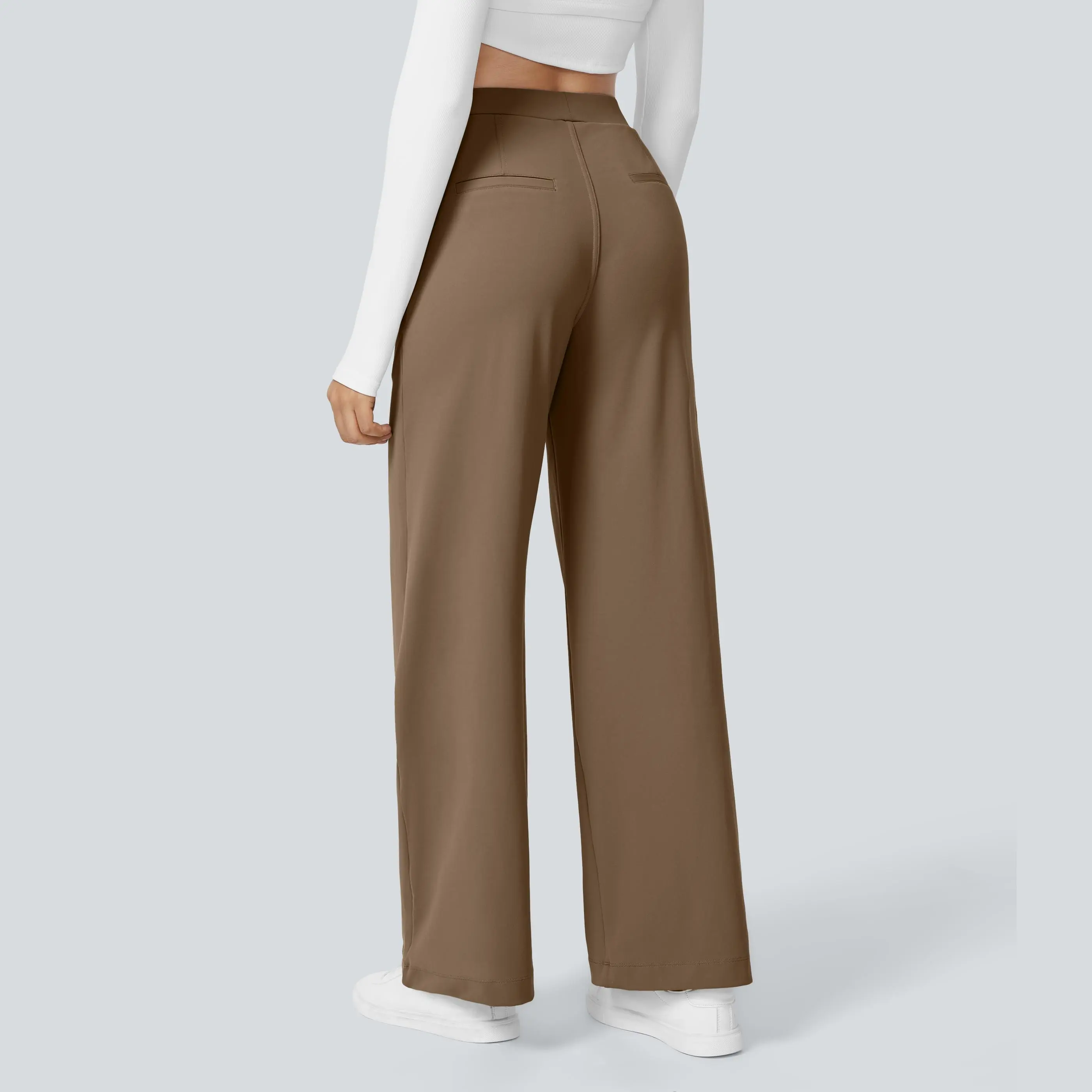 High Waisted Pocket Straight Leg Work Pants