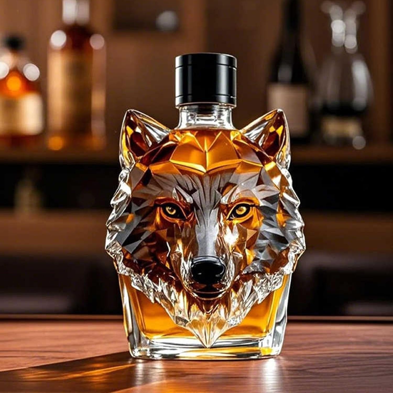 Limited Edition Howl's Haven: Wolf - Crested Whiskey Bottle
