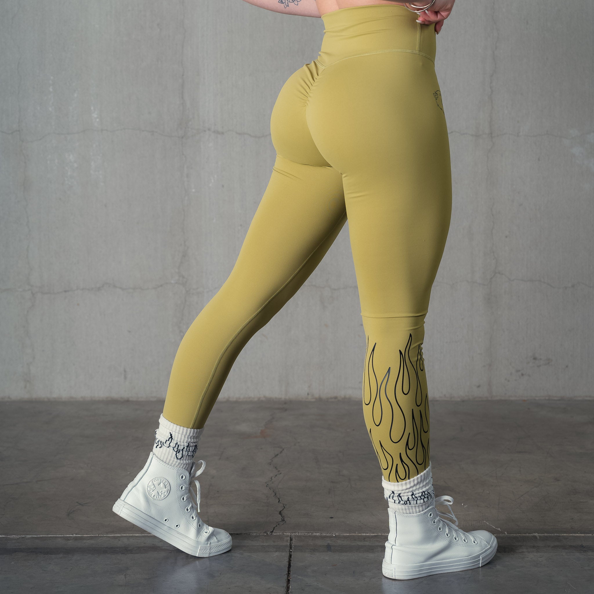 FLAME LEGGINGS - OLIVE / BLACK