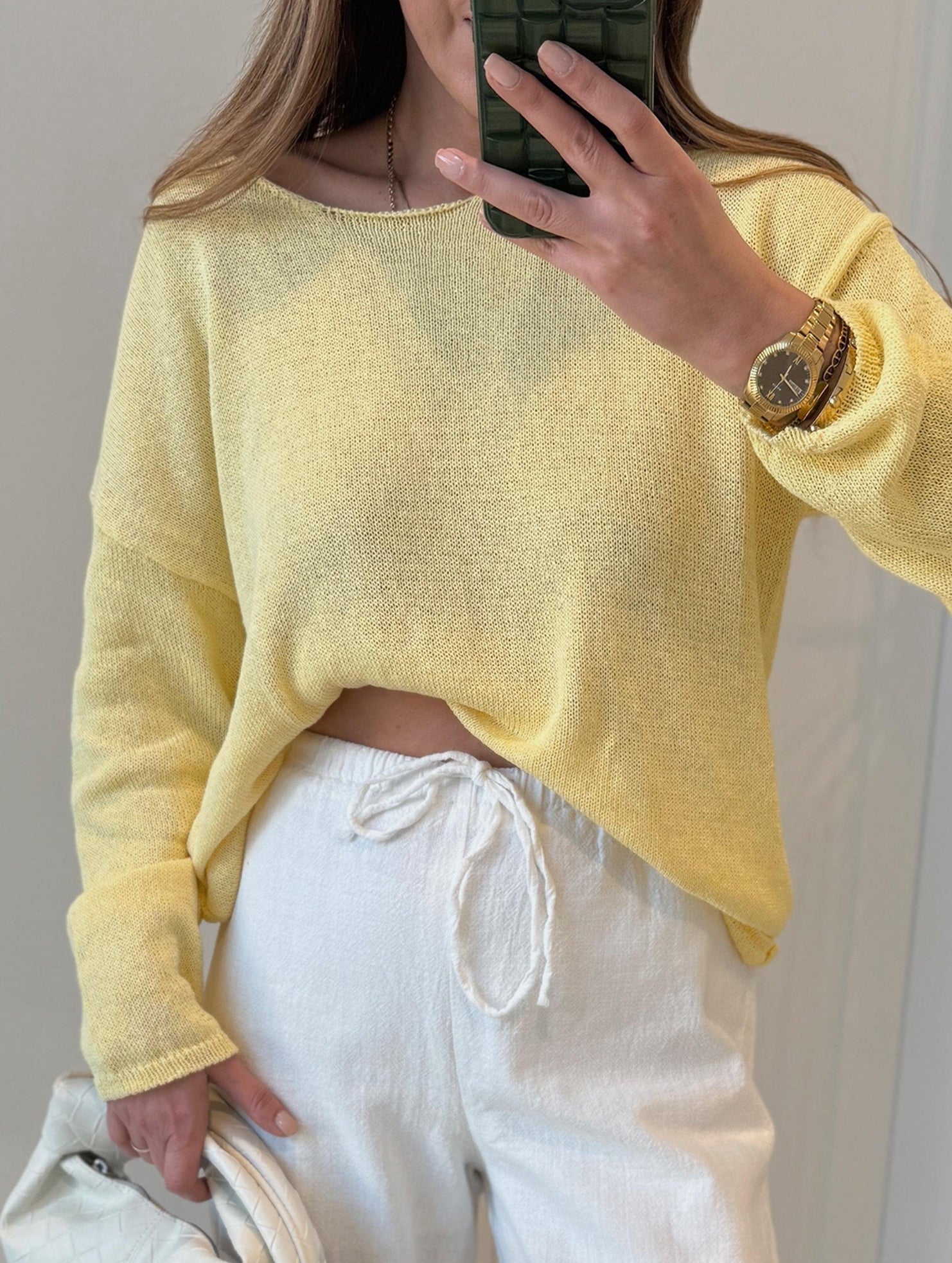 Solid Color Loose Crew Neck Knit Sweater