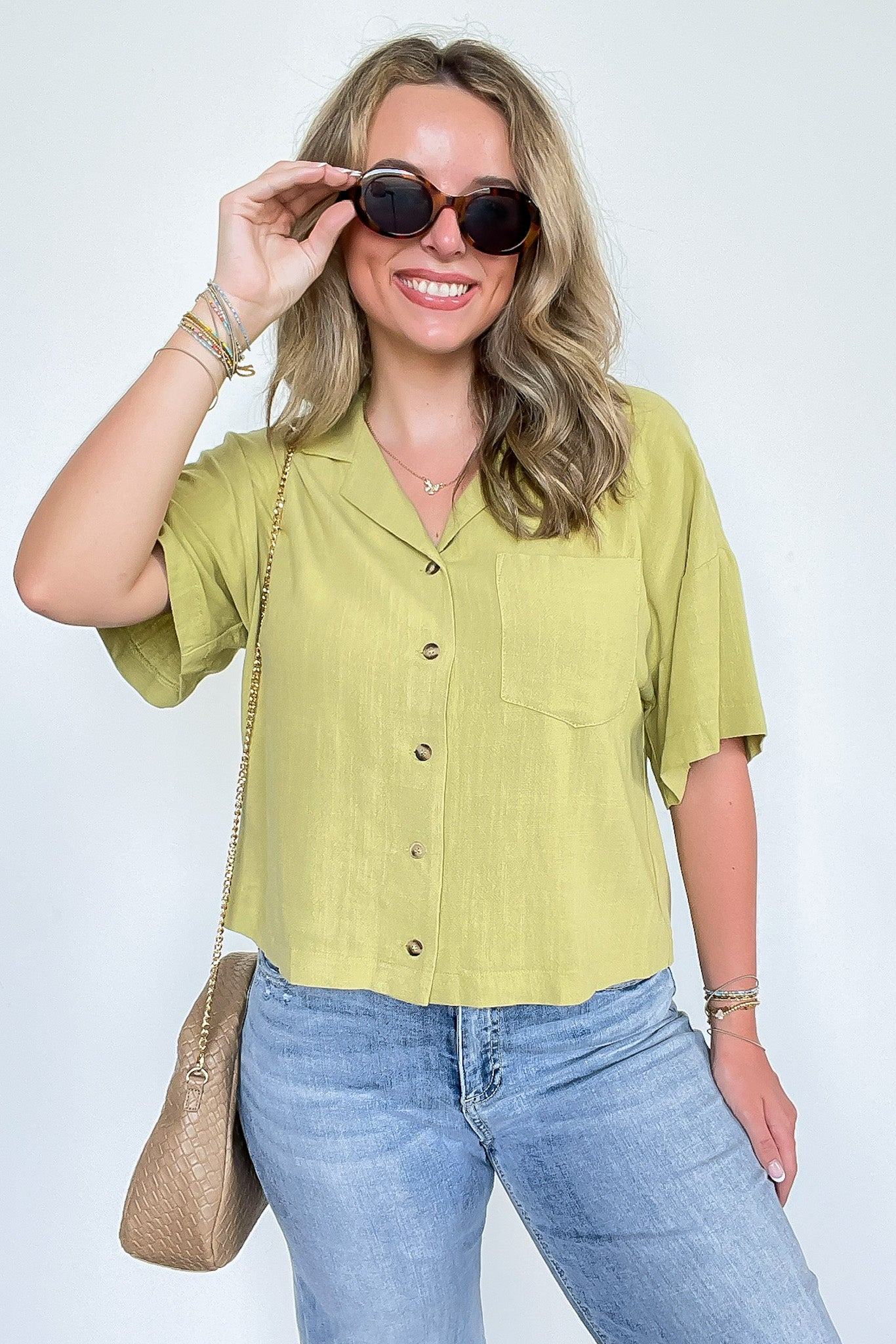 Notched Collar Short Sleeve Shirt