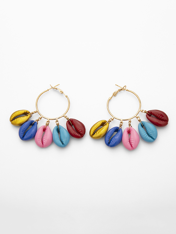 Fashion Colorful Shell Circle Ethnic Earrings