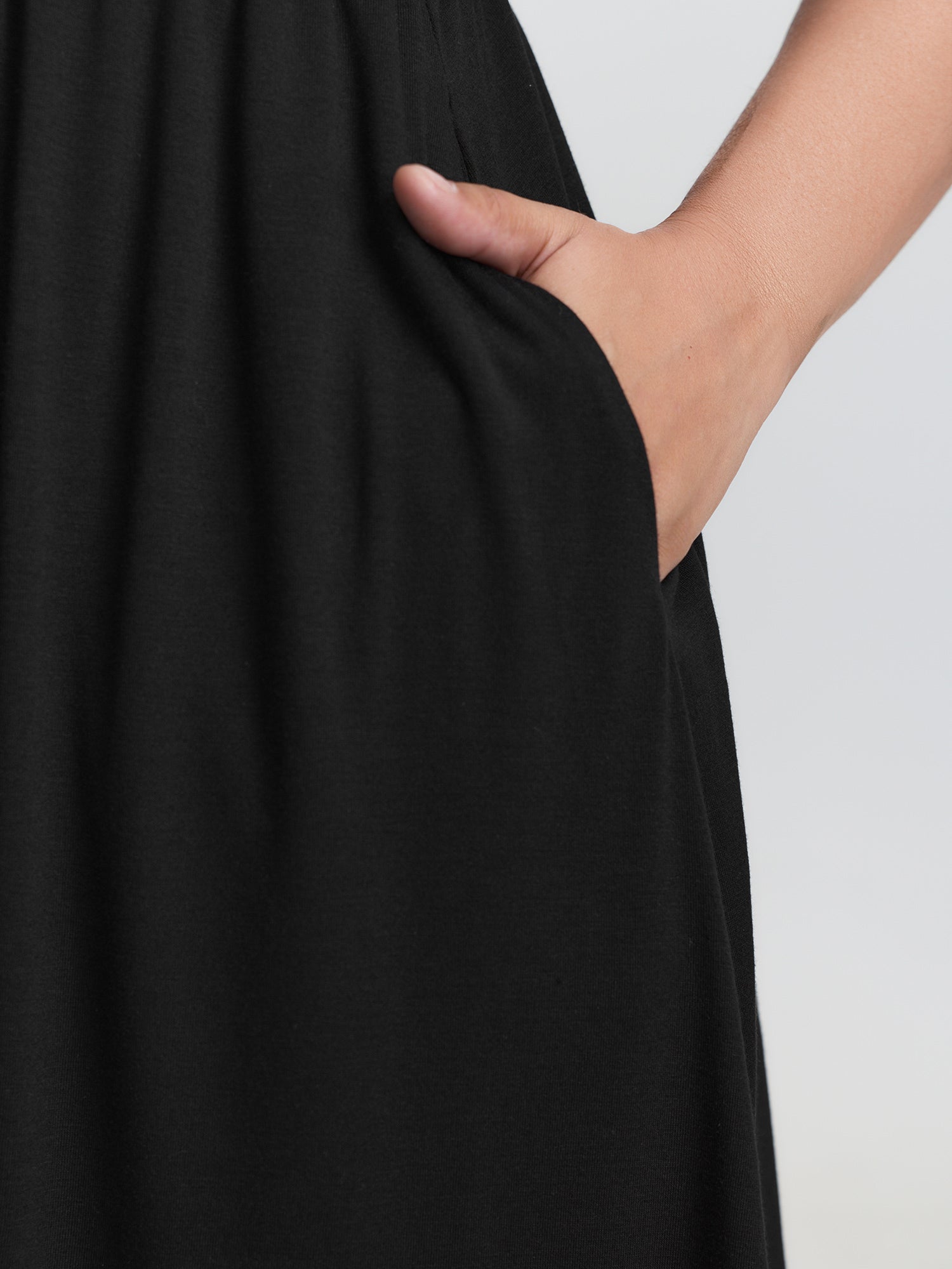 Supersoft Round Neckline Plain Midi Dress