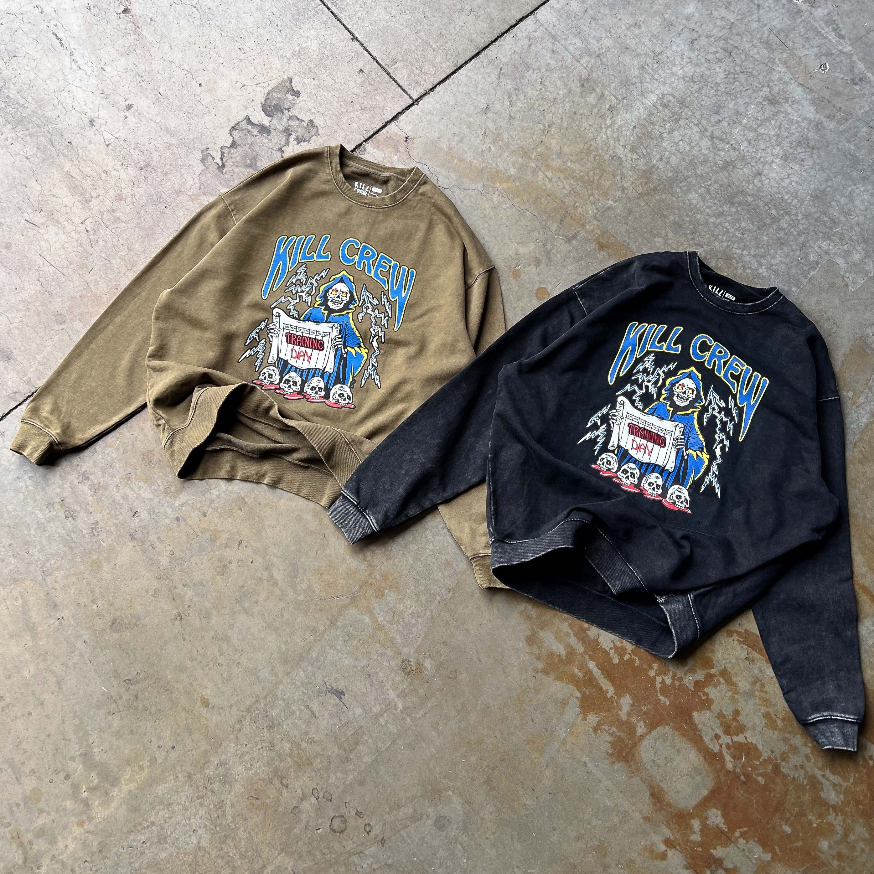 OVERSIZED HEAVYWEIGHT TRAINING DAY CREW NECK - OLIVE