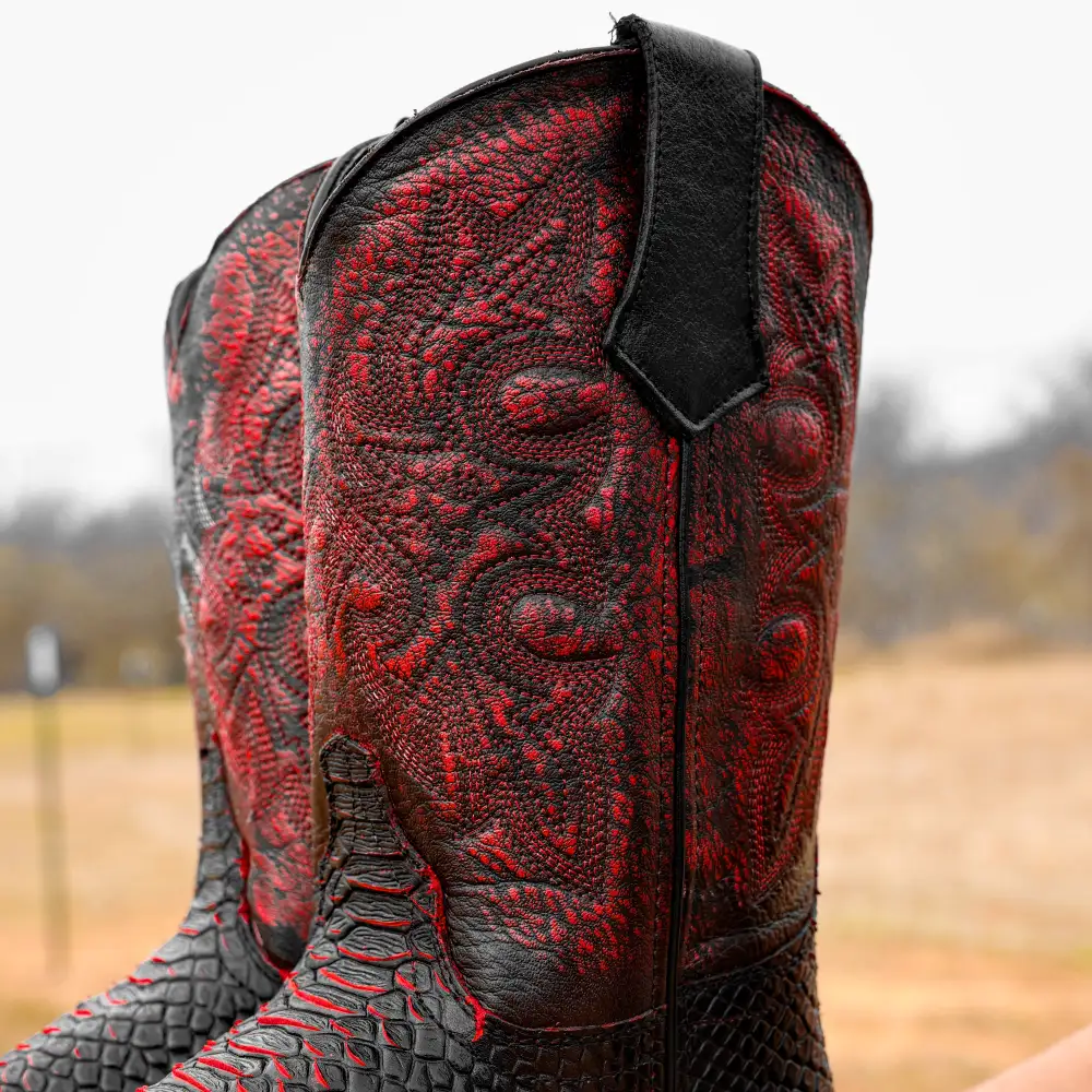 Black Cherry Python Leather Boots - Composite Toe