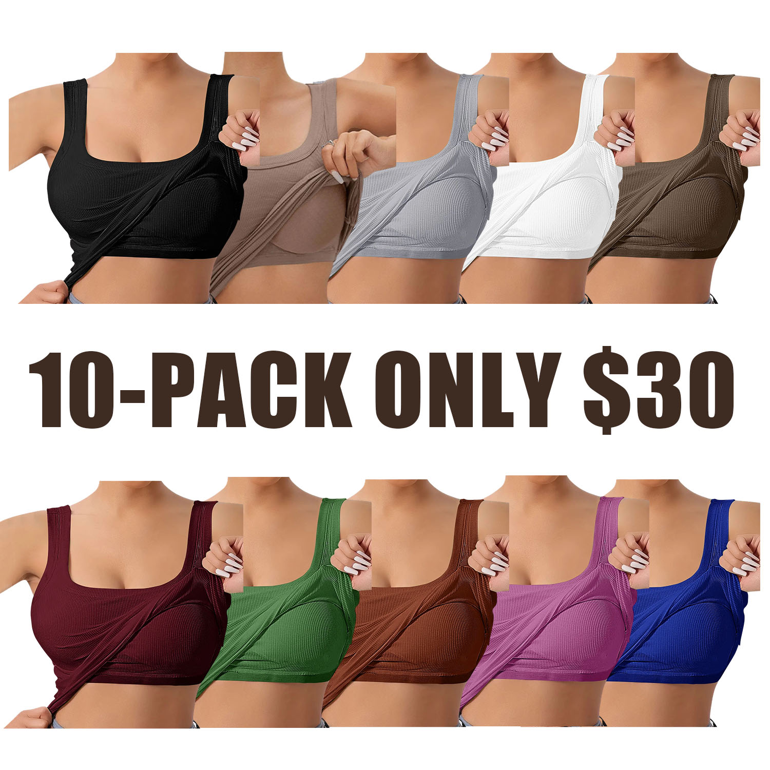 Ribbed Workout Tank Tops for Women with Built in Bra Tight Racerback Scoop Sports Tank Neck Athletic Top for Summer And All Seasons