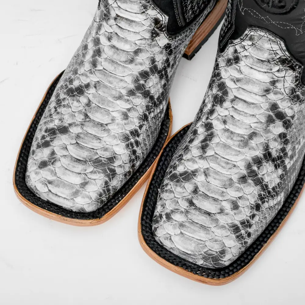 Natural Python Leather Boots - Square Toe