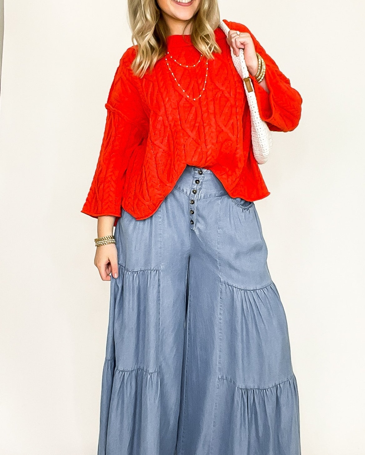Tier Tempo Wide Leg Flowy Pants