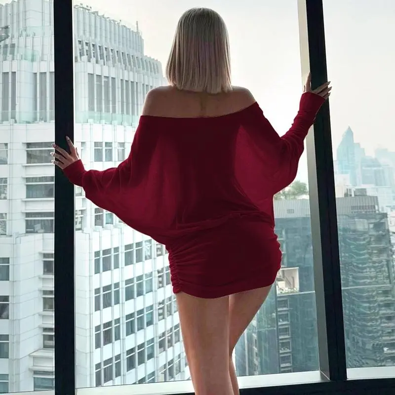 Women's Solid Off The Shoulder Sheer Ruched Dress