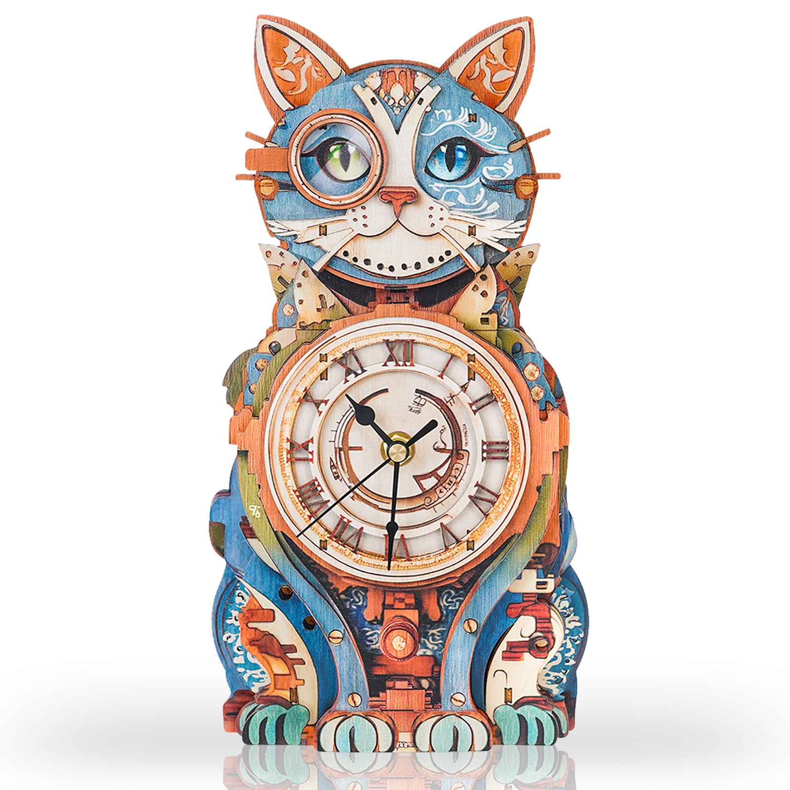 Cat Detectiveâ€“ DIY Wooden Clock, 3D Puzzle Craft Kit