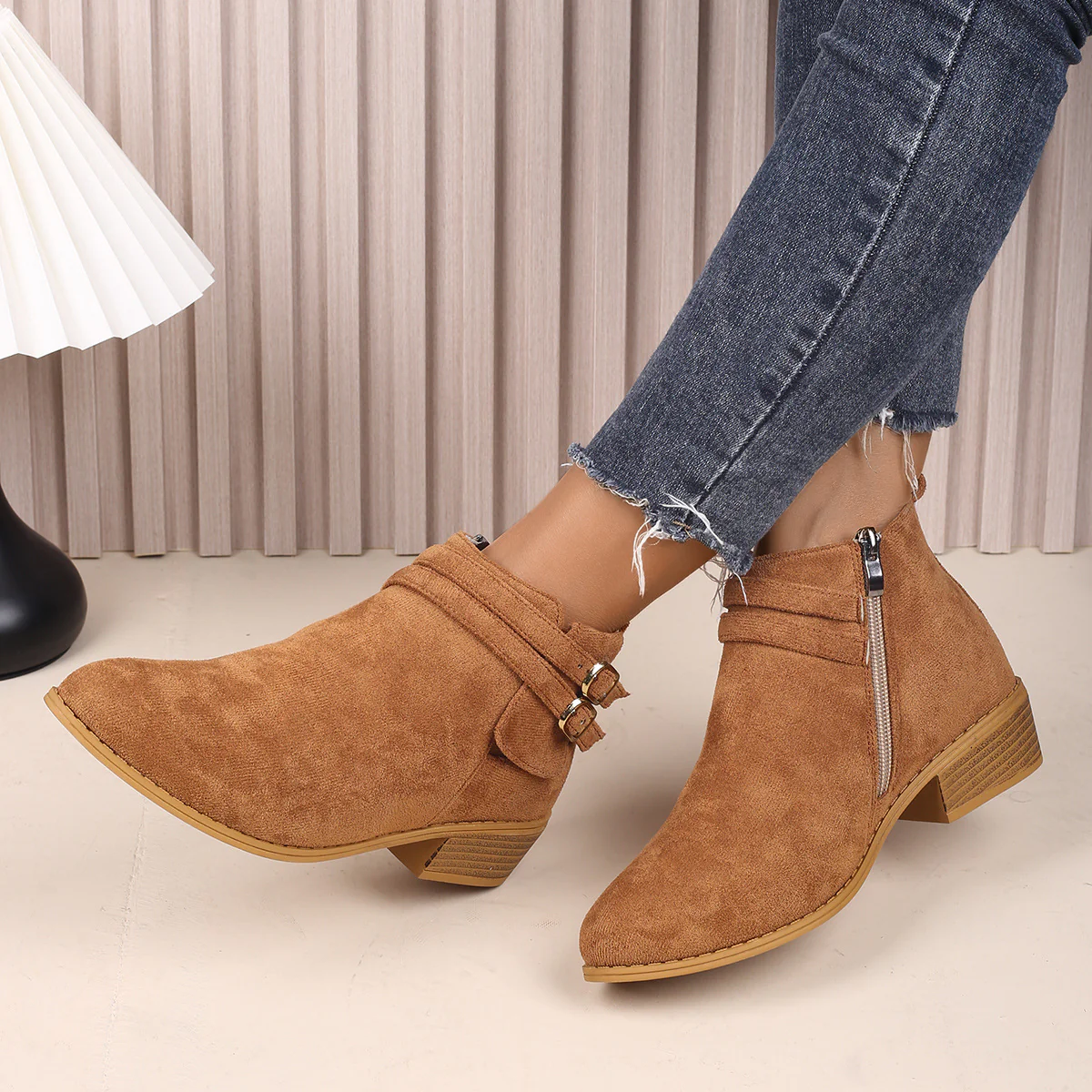 Point Toe Block Heel Boots
