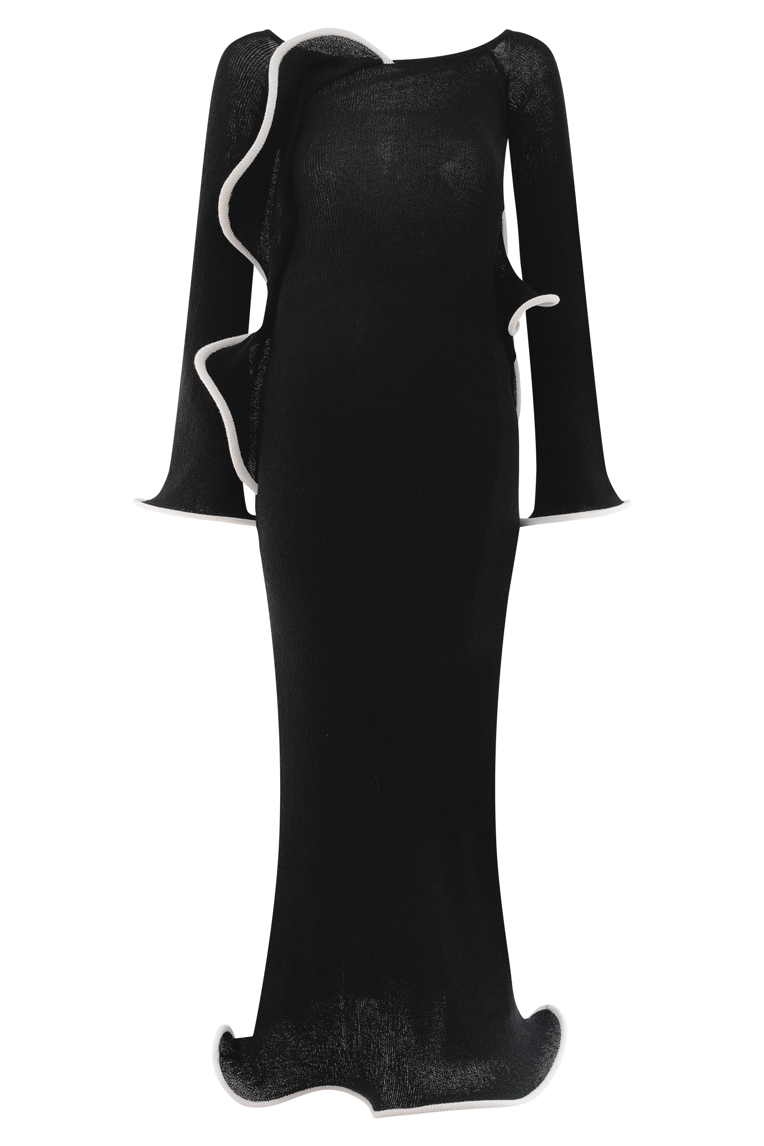 Black/white Off Shoulder Knit Maxi Dress