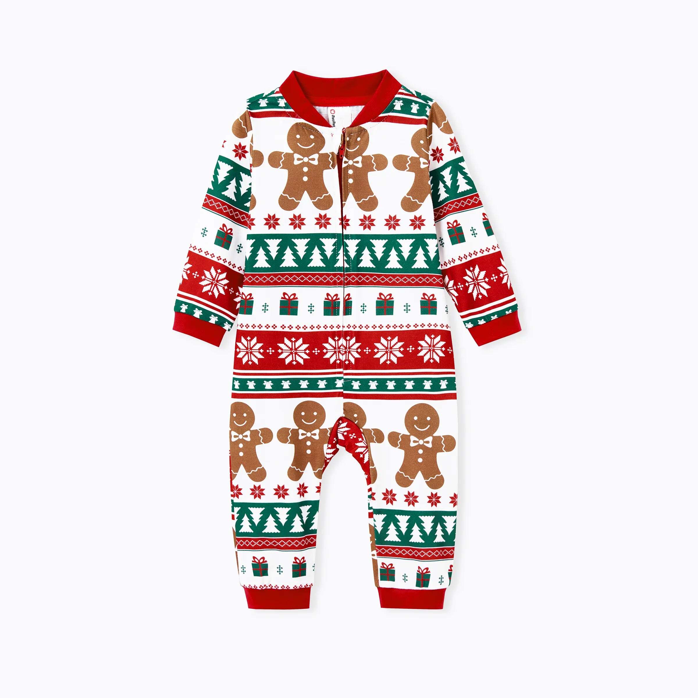 Christmas Matching Family Pajamas Set Gingerbread Christmas-theme Plaid Print PJS with Christmas Socks Red