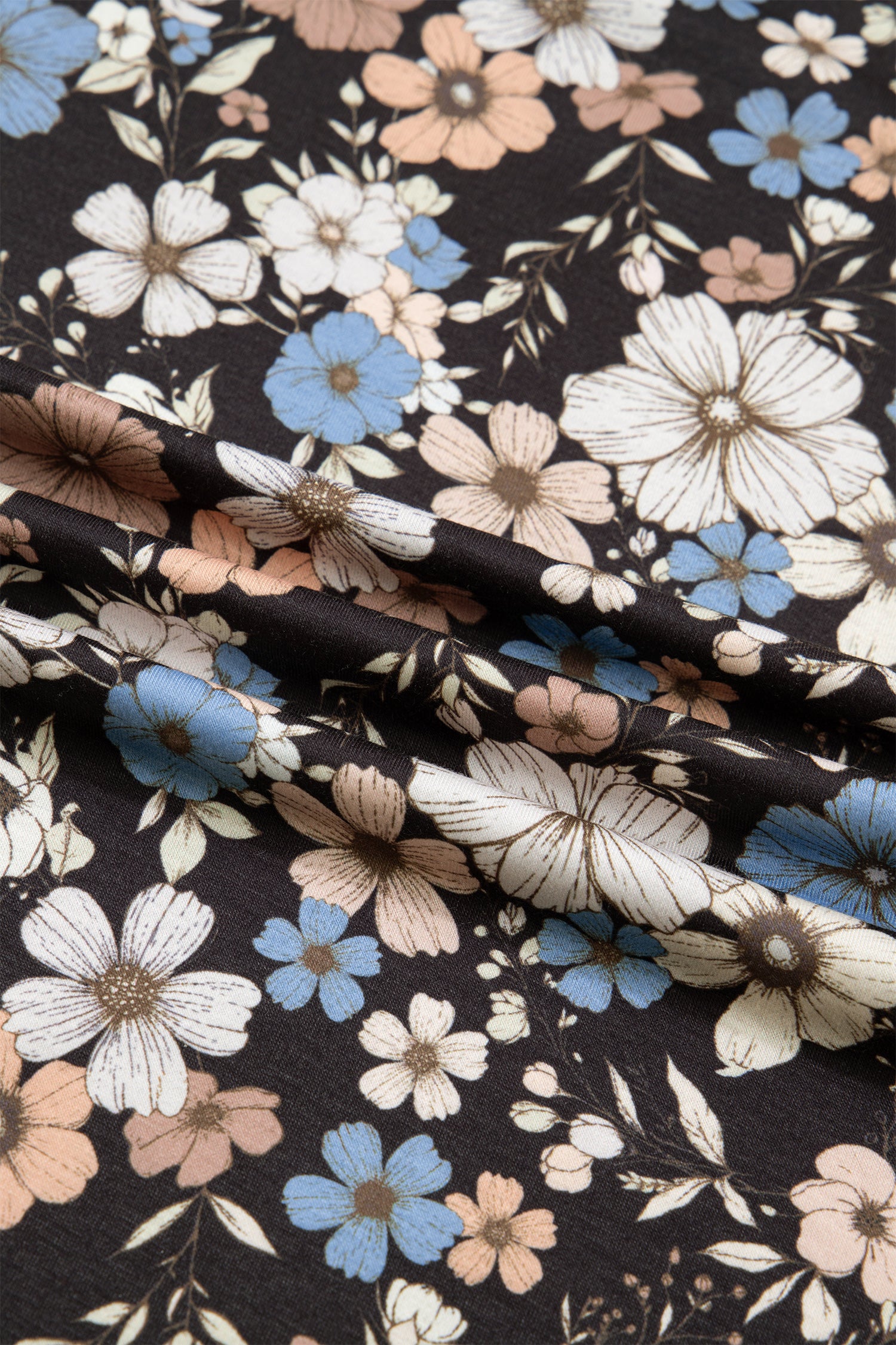 Black Floral Print Slim Long Sleeve T Shirt