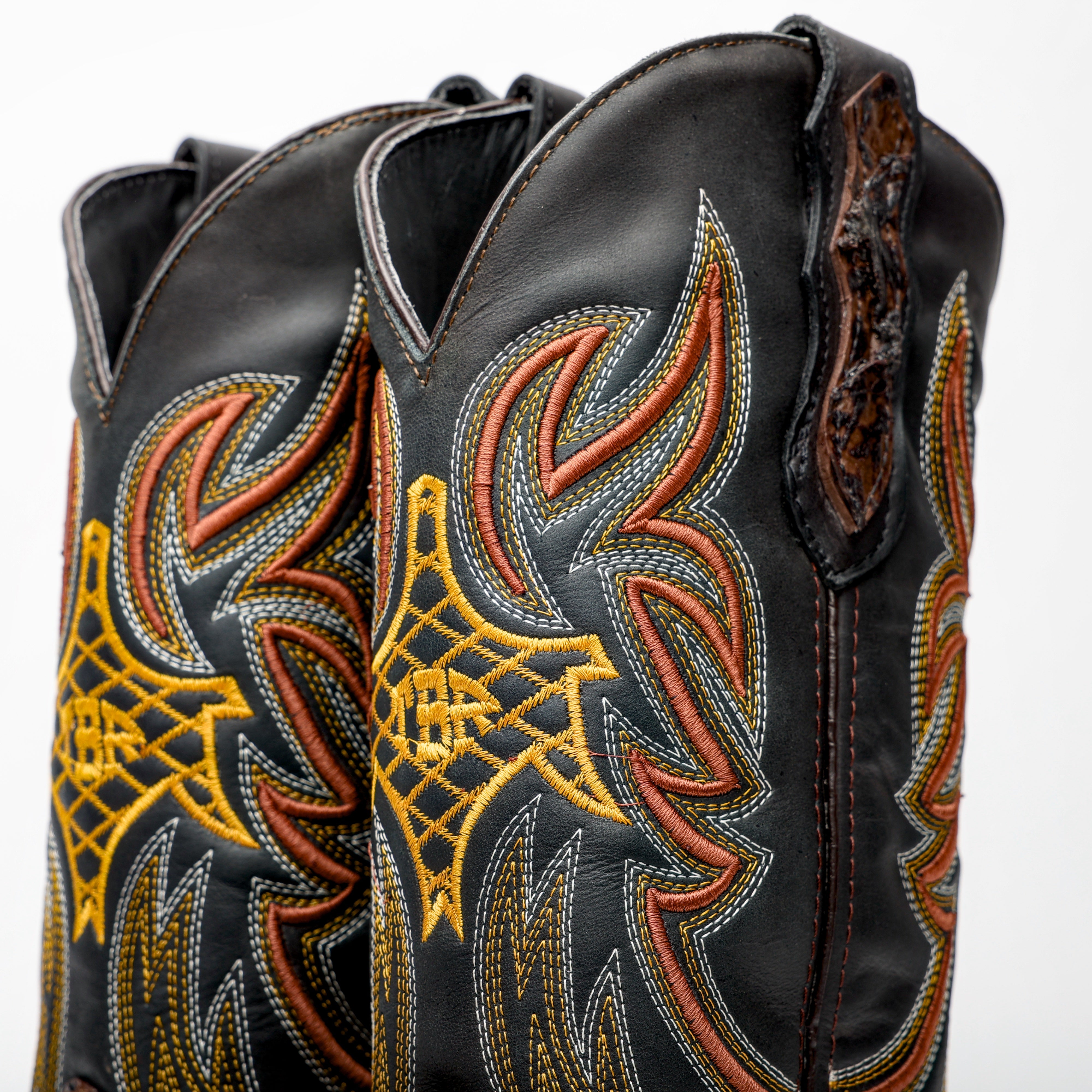 Brown Jumbo Pirarucu Leather Boots - Square Toe