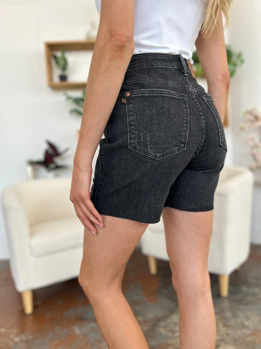 High Waist Tummy Control Denim Shorts