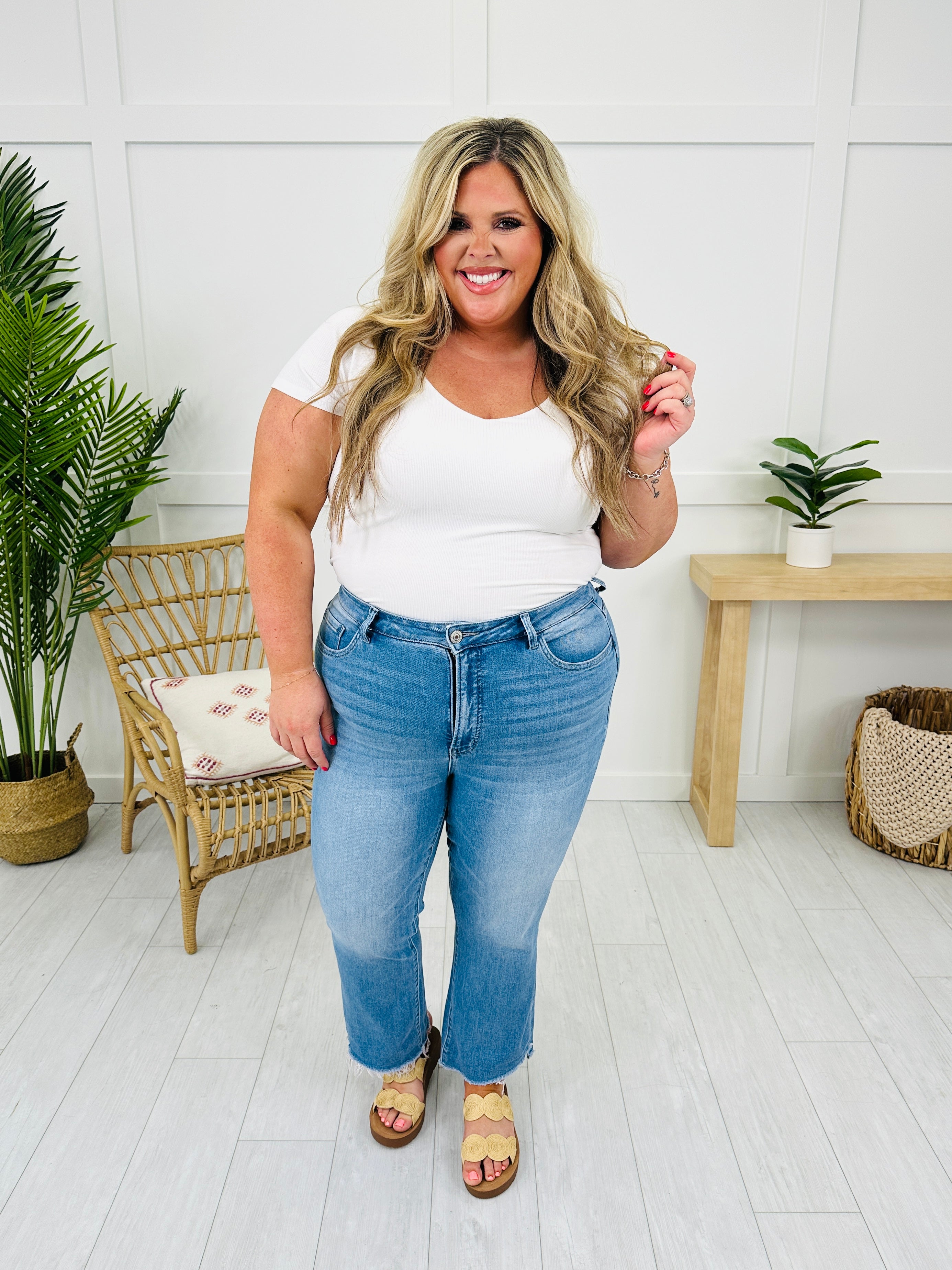 Severely Soft Tummy Control Cropped Kick Flare Jeans