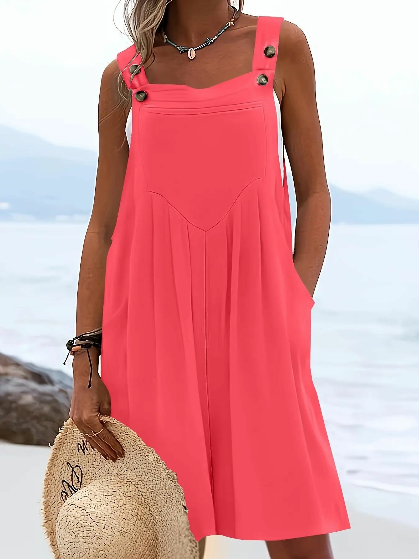 Women's Plus Size Casual Fashion Wide Leg Shorts, Loose Fit Belted Overall Pants with Button Pockets, 9 Colors Available