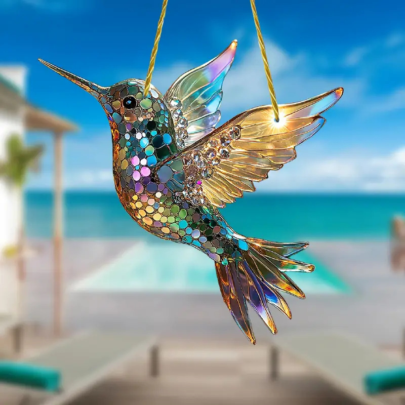 Hummingbird Suncatcher Colorful Window Hanging