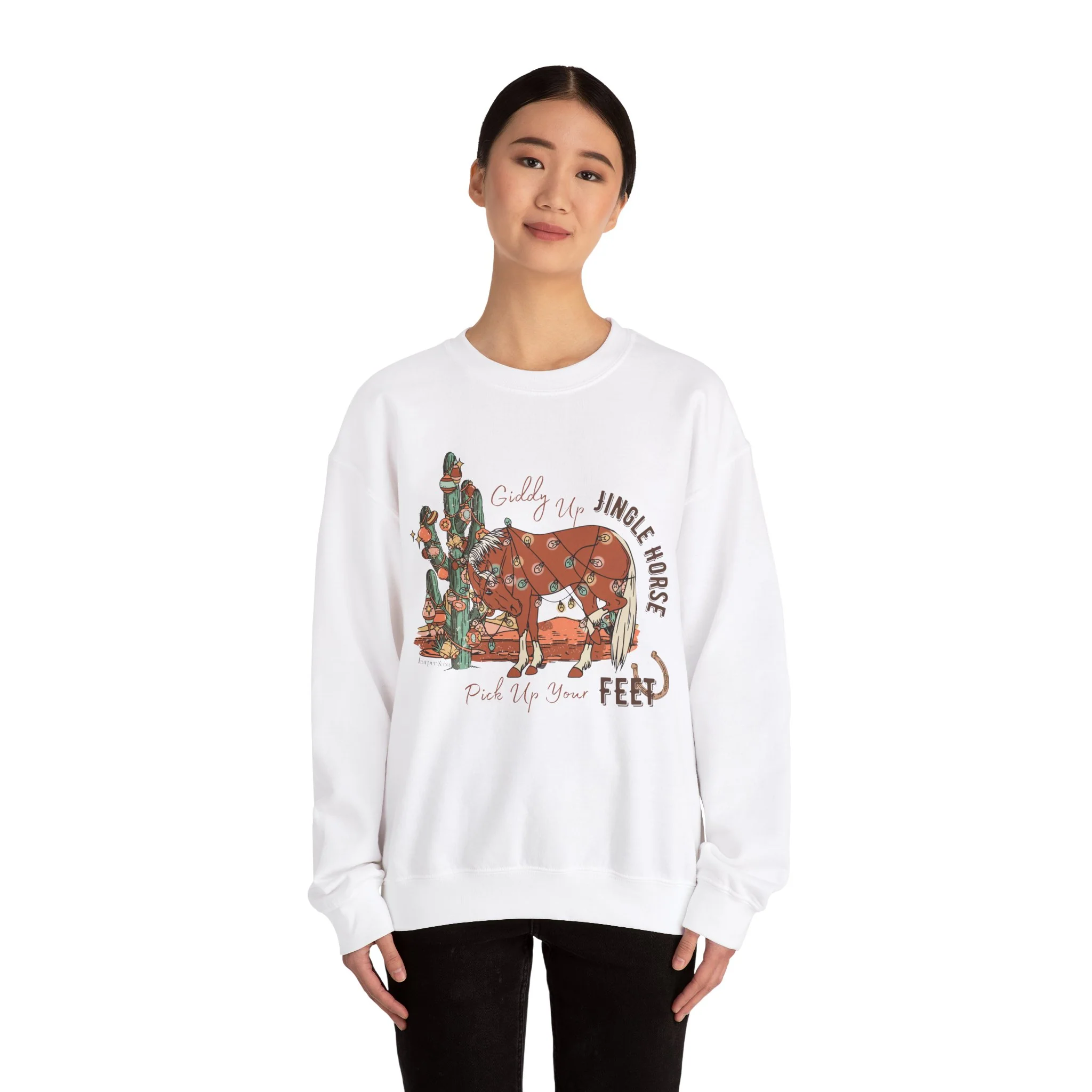 Giddy Up Jingle Horse Unisex Heavy Blend? Crewneck Sweatshirt Full Size