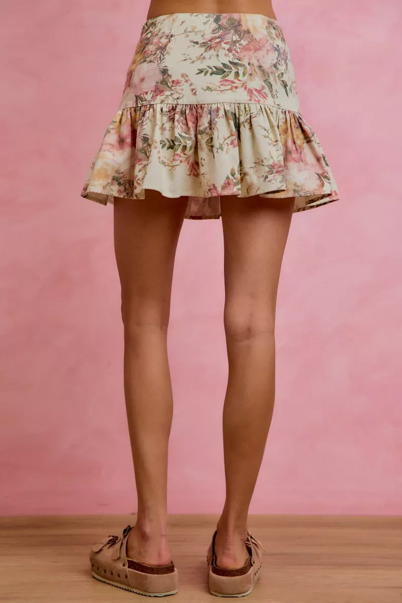 Floral Print Fit and Flare Mini Skirt