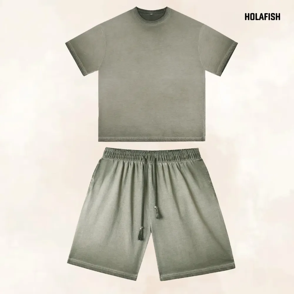 Vintage Washed Cotton T-Shirt & Shorts Set